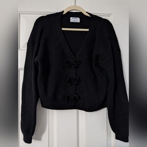 Old Navy Black Knit Cardigan with Bow Accents